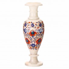 12"x4&apos;&apos; Beautiful Handmade Marble Flower Vases Mosaic Inlay Home Art Gifts H3590   273406193523